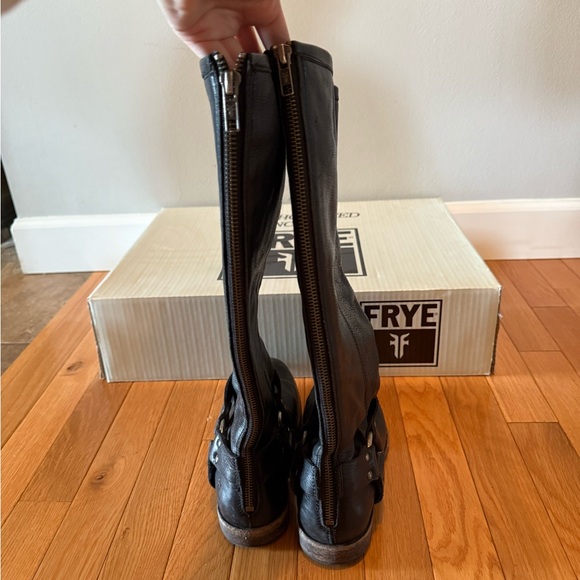 Frye Dark Leather Riding Boots - Picture 3 of 8